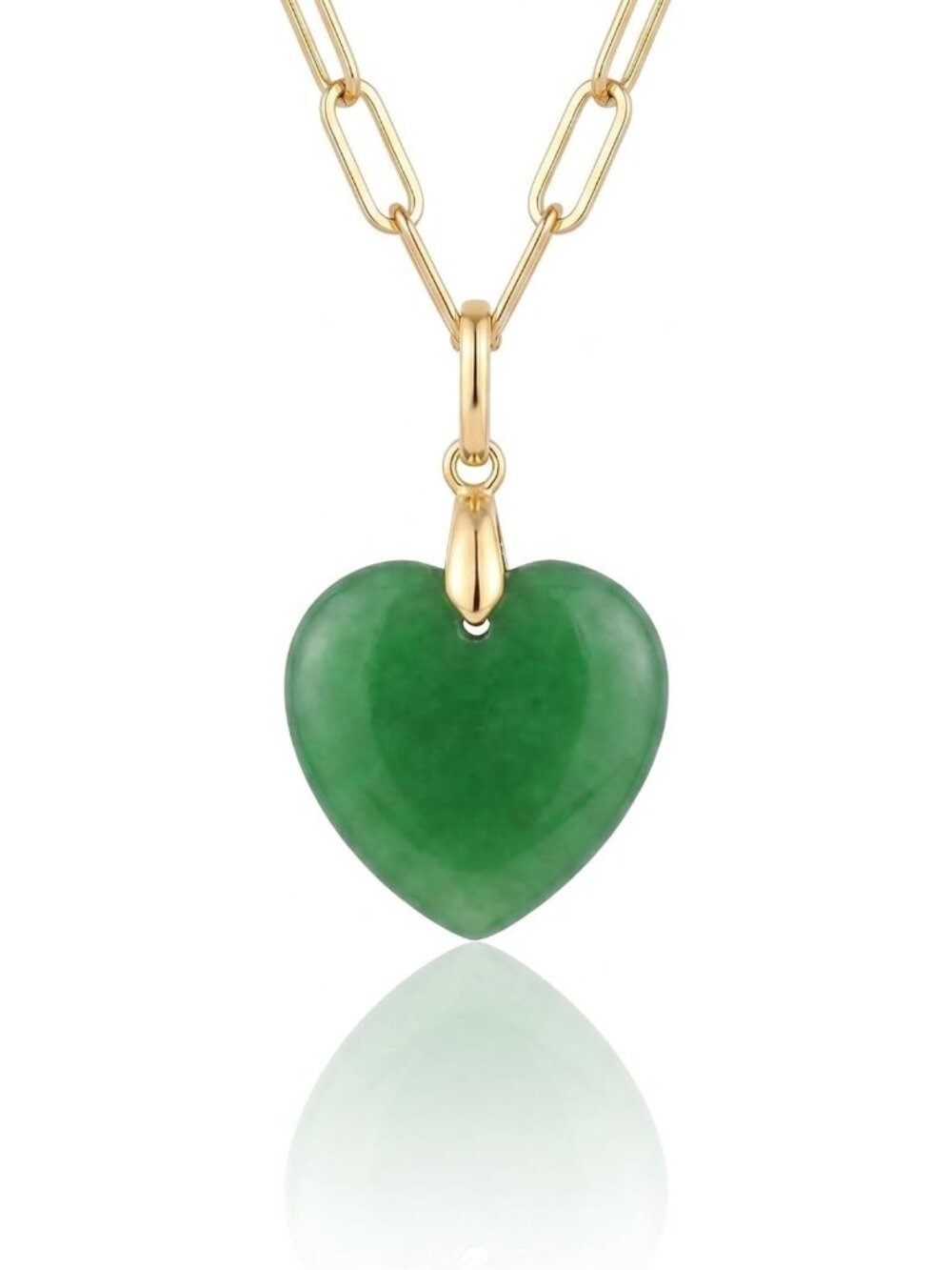 Colorful Gemstone Heart Pendant Necklace - Dainty Gold Paperclip Chain
